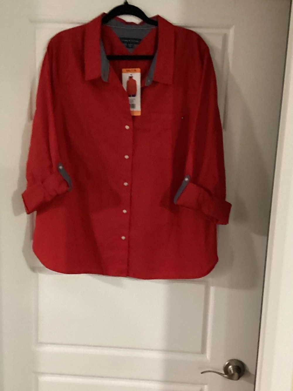 Tommy Hilfiger Red Button-Up Blouse